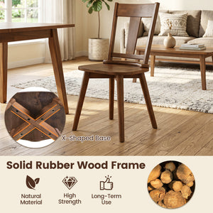 Dining Chairs Set of 2 with Solid Wood Backrest for Kitchen Dining Room-Walnut