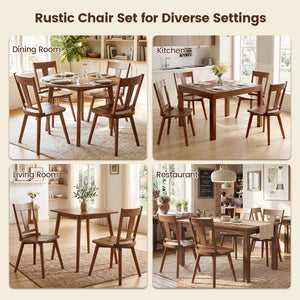 Dining Chairs Set of 2 with Solid Wood Backrest for Kitchen Dining Room-Walnut