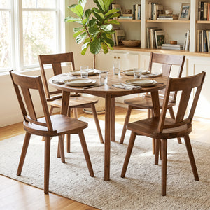 Dining Chairs Set of 4 with Solid Wood Backrest for Kitchen Dining Room-Walnut