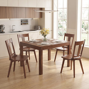 Dining Chairs Set of 4 with Solid Wood Backrest for Kitchen Dining Room-Walnut