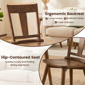 Dining Chairs Set of 4 with Solid Wood Backrest for Kitchen Dining Room-Walnut