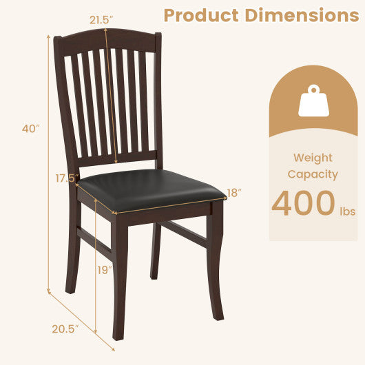 Dining Chairs Set of 2 Kitchen Side Chairs Mid-century Armless Dinette Chairs-Coffee