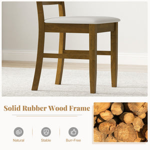 Dining Chairs Set of 2 with Rubber Wood Frame and Padded Seat-Walnut