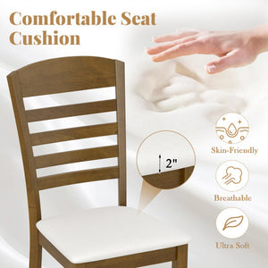 Dining Chairs Set of 2 with Rubber Wood Frame and Padded Seat-Walnut