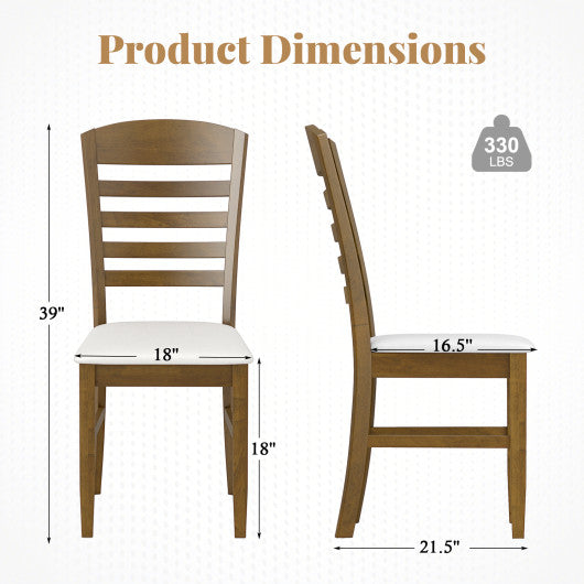 Dining Chairs Set of 2 with Rubber Wood Frame and Padded Seat-Walnut