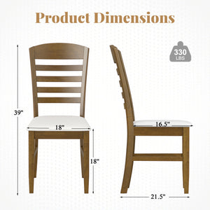 Dining Chairs Set of 2 with Rubber Wood Frame and Padded Seat-Walnut