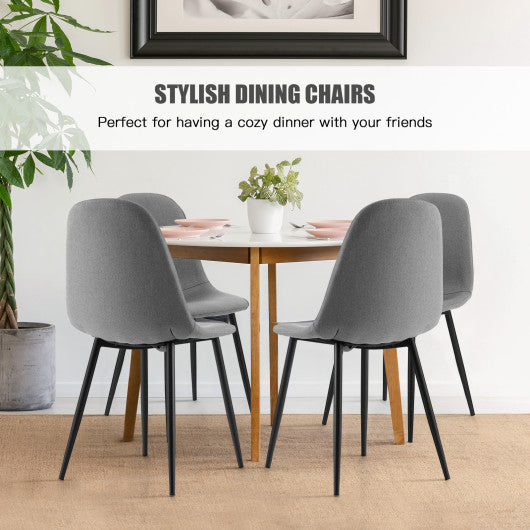 Dining Chairs Set of 4 with Black Metal Legs-Gray