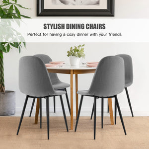 Dining Chairs Set of 4 with Black Metal Legs-Gray