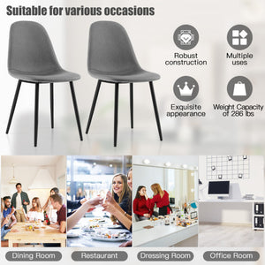 Dining Chairs Set of 4 with Black Metal Legs-Gray
