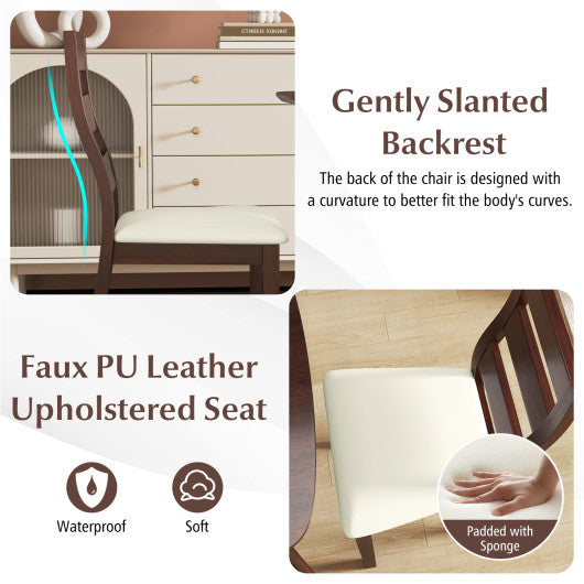 3-Piece Dining Table Set with Wooden Square Kitchen Table and 2 Chairs-Walnut