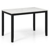 45 Inch Rectangular Mid Century Dining Table with Faux Marble Tabletop for 4 People-Black & White