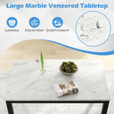 45 Inch Rectangular Mid Century Dining Table with Faux Marble Tabletop for 4 People-Black & White
