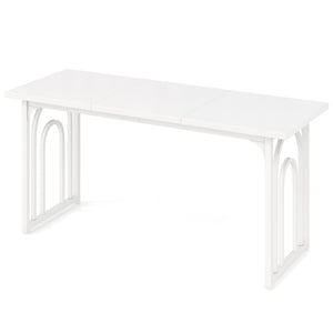 Dining Table for 6-8 People 63 Inch Rectangular Farmhouse Kitchen Table-White