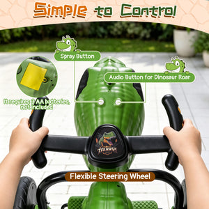 Dinosaur Drift Tricycle with Lights and Spray and 360-Degree Spin Mode-Green