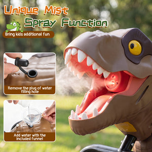 Dinosaur Drift Tricycle with Lights and Spray and 360-Degree Spin Mode-Brown