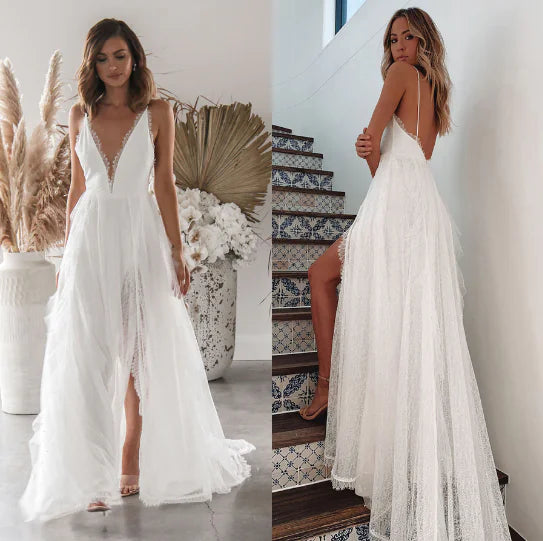 Elegant Women's Lace Collar Swing Dress