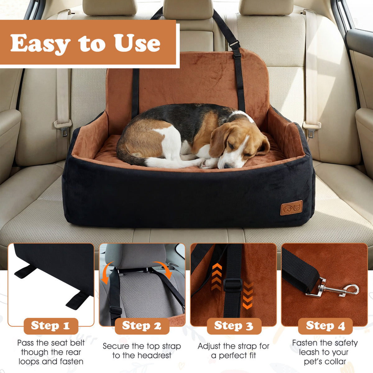 Dog Car Seat Foam Dog Booster Seat for Medium and Large Dogs