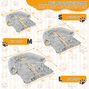 White Plush Calming Dog Couch Bed with Anti-Slip Bottom-S