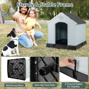 Dog House for Small Dogs Waterproof Plastic with Elevated Floor-S