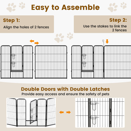 16 Panel 24/32/40 Inches Height Dog Playpen with Lock and Large Door-32 inches