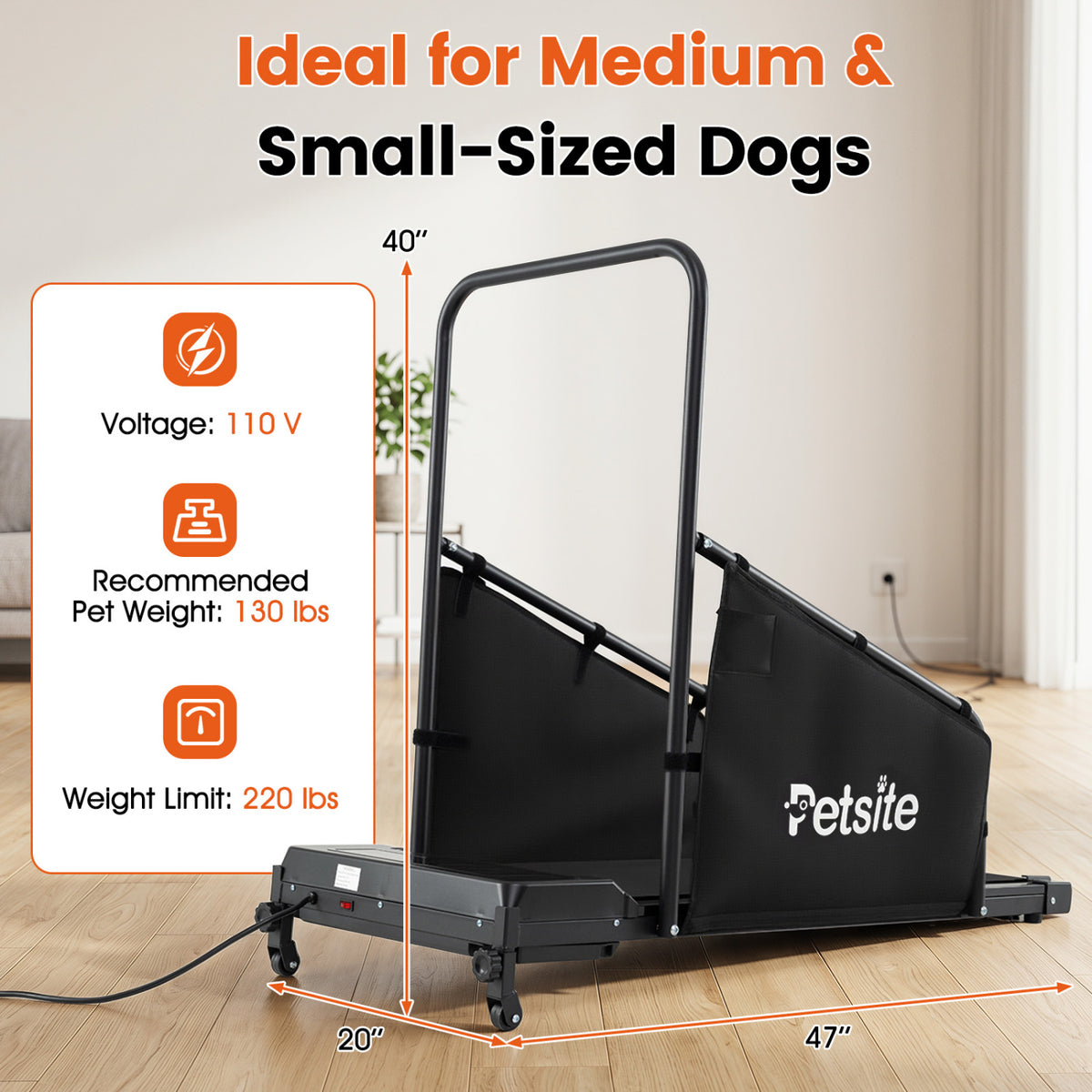 Dog Treadmill with Remote Control and LCD Display for Small Medium Dogs-Black