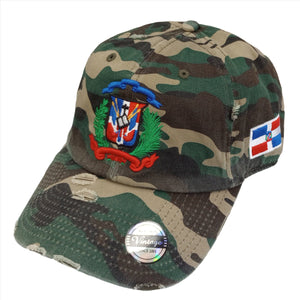 Dominican Republic Embroidered Vintage Dad Hat – Distressed Adjustable Cotton Baseball Cap with Dominican Shield Flag