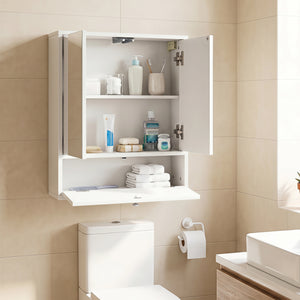 Double Door Wall-Mounted Bathroom Mirrored Medicine Cabinet-White