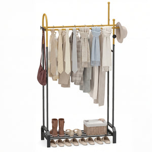 Double Rods Garment Rack for Hanging Clothes-Gold
