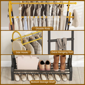 Double Rods Garment Rack for Hanging Clothes-Gold