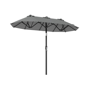 Double-Sided Patio Umbrella with Push Button Tilt Crank Handle-Gray