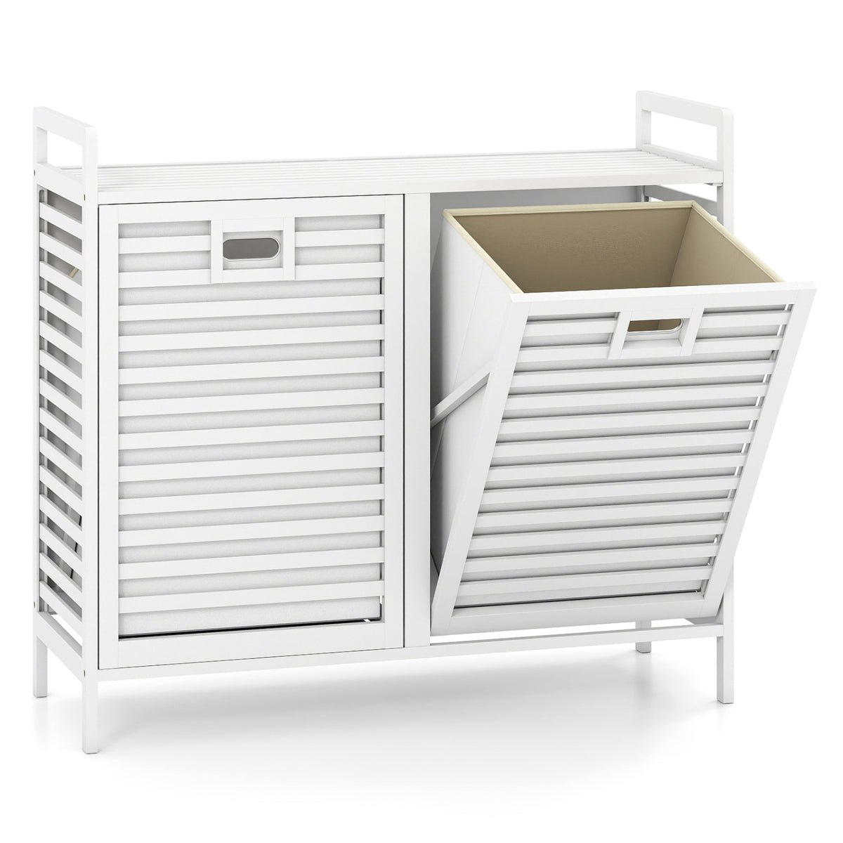 Double Tilt-out Laundry Hamper with 2 Removable Bins-White