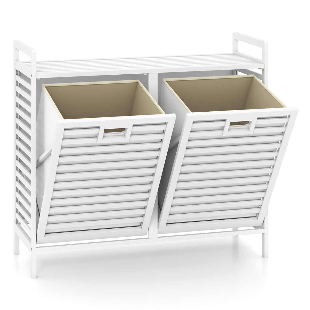 Double Tilt-out Laundry Hamper with 2 Removable Bins-White