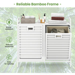 Double Tilt-out Laundry Hamper with 2 Removable Bins-White