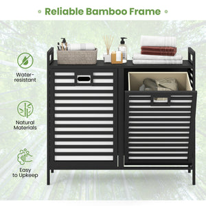 Double Tilt-out Laundry Hamper with 2 Removable Bins-Black