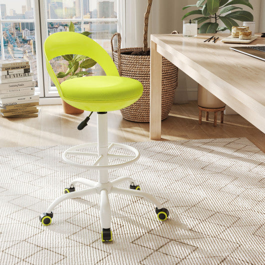 Drafting Stool Rolling Tall Desk Chair with Wheels-Green