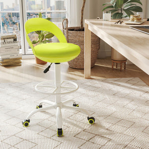Drafting Stool Rolling Tall Desk Chair with Wheels-Green