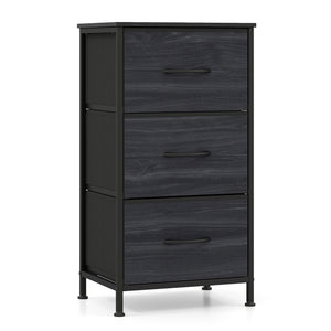 Dresser Nightstand with Roomy Fabric Drawers for Bedroom Storage Cabinet with Metal Frame-Black
