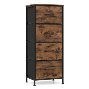 Dresser Nightstand with 4 Roomy Fabric Drawers and Metal Frame-Brown