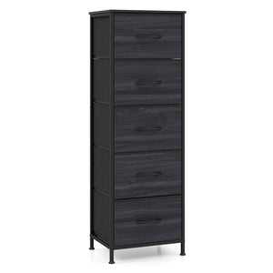 Dresser Nightstand with 5 Roomy Fabric Drawers for Bedroom-Charcoal Black