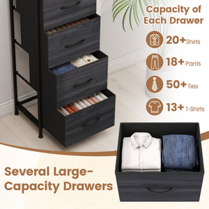 Dresser Nightstand with 5 Roomy Fabric Drawers for Bedroom-Charcoal Black