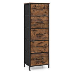 Dresser Nightstand with 5 Roomy Fabric Drawers for Bedroom-Rustic Brown