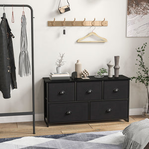 Dresser Storage Tower with 5 Foldable Cloth Storage Cubes-Black