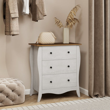 Dresser for Bedroom with 3 Folding Fabric Drawers and Anti-tipping Kit-Gray