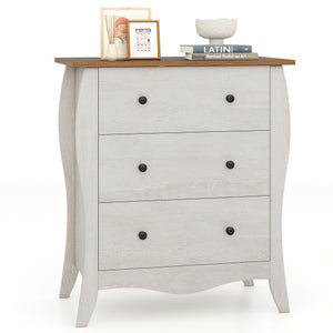 Dresser for Bedroom with 3 Folding Fabric Drawers and Anti-tipping Kit-Gray