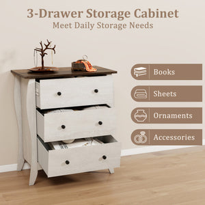 Dresser for Bedroom with 3 Folding Fabric Drawers and Anti-tipping Kit-Gray