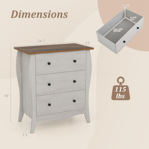 Dresser for Bedroom with 3 Folding Fabric Drawers and Anti-tipping Kit-Gray