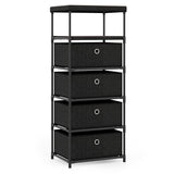 Dresser with 3/4 Drawers Fabric Storage Tower with Wood Top and Metal Frame-L