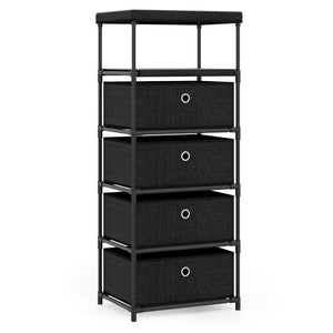 Dresser with 3/4 Drawers Fabric Storage Tower with Wood Top and Metal Frame-L