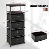 Dresser with 3/4 Drawers Fabric Storage Tower with Wood Top and Metal Frame-L