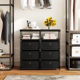 Dresser with 3/4 Drawers Fabric Storage Tower with Wood Top and Metal Frame-L